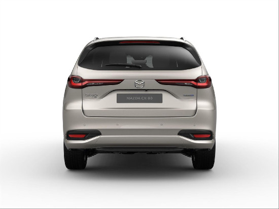 Nový vůz Mazda CX-80 2,5 e-Skyactiv PHEV 8AT AWD 327k  Homura Plus - černá kůže stříbrná metalíza hybridní - benzin Automatická